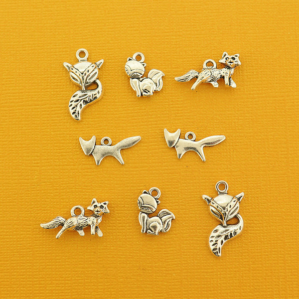 Fox Collection Antique Silver Tone 8 Charms - COL456