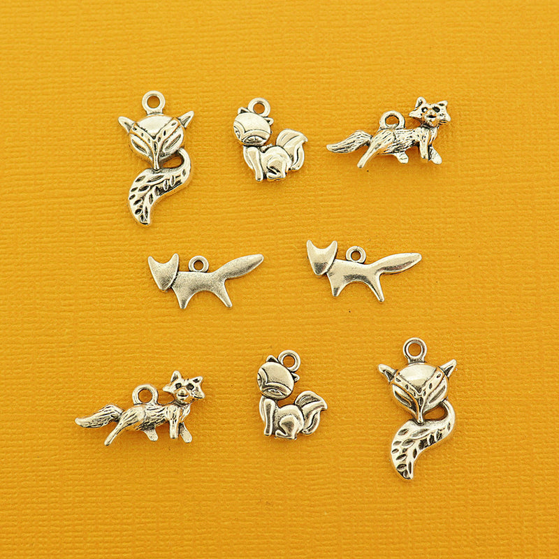 Fox Collection Antique Silver Tone 8 Charms - COL456