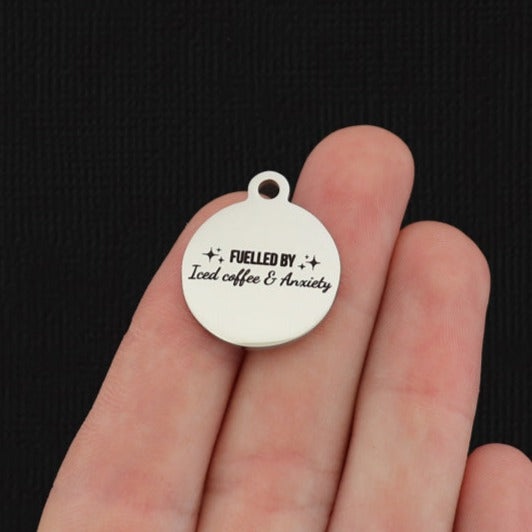 Fuelled by Ice Coffee & Anxiety Stainless Steel Charms - BFS001-8151