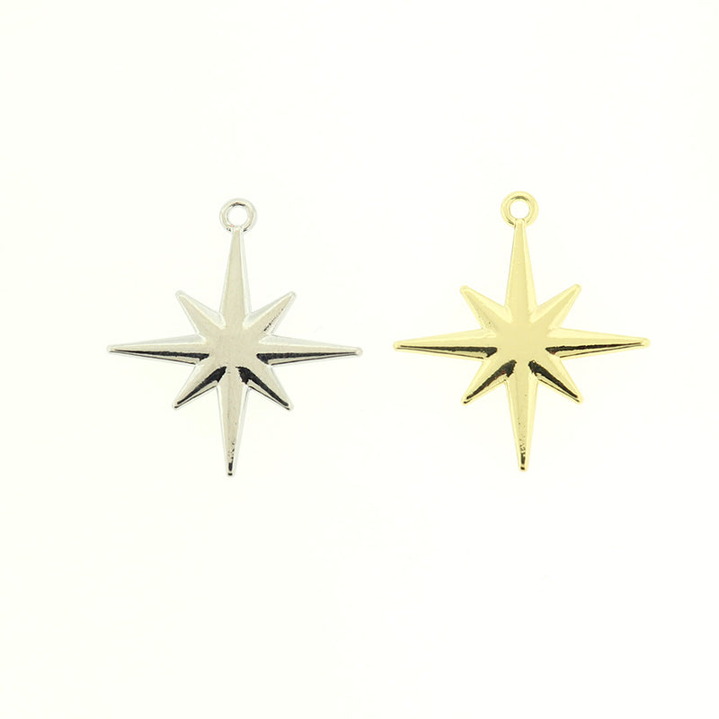 8 Star Zinc Alloy Charms - Choose Your Tone