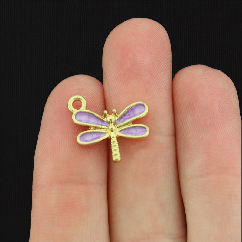 6 Dragonfly Gold Tone Charms - Choose Your Color