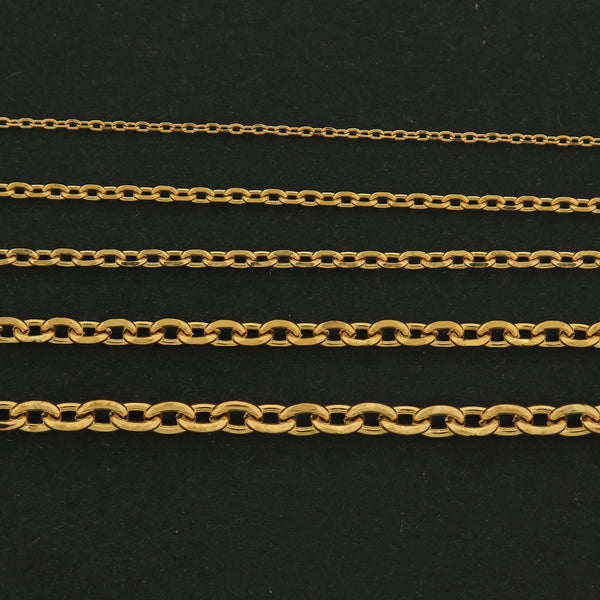18k Gold Cable Chain - Bulk Chain - 18k Gold Plated - Choose Your Thickness