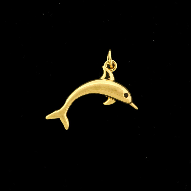 14k Dolphin Charm - Ocean Pendant - 14k Gold Plated - GLD1202