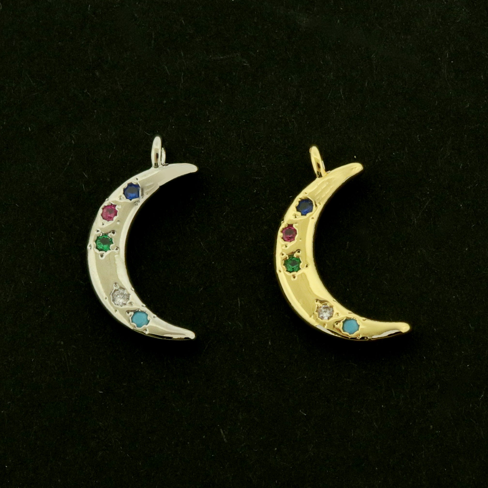 14k Moon Charm - Celestial Pendant - Choose 14k Gold Plated or White Gold!