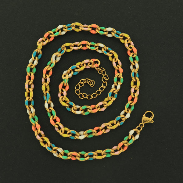 18k Gold Enamel Cable Chain - Bracelet or Necklace - 18k Gold Plated
