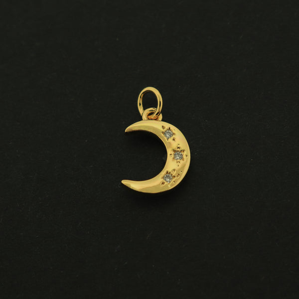 18k Gold Moon Charm - Celestial Pendant - 18k Gold Plated Brass - GLD202