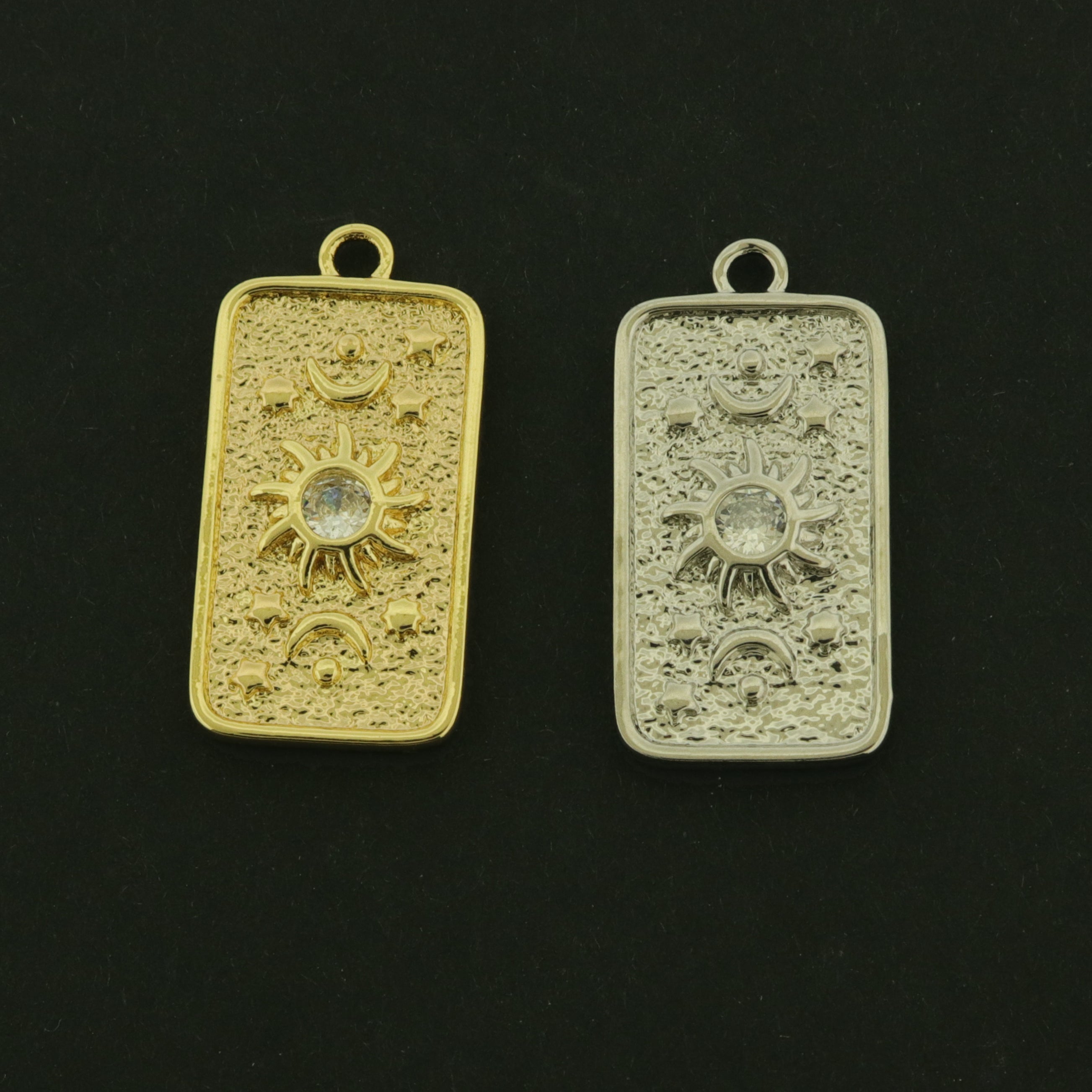 14k Gold Sun and Moon Charm - Celestial Pendant - Choose Your Tone!