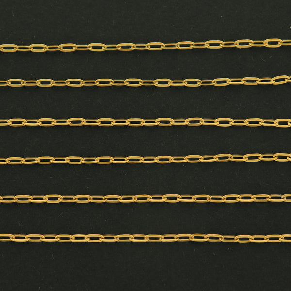 18k Gold Paperclip Chain - Sold by the Foot - 18k Gold Plated Stainless