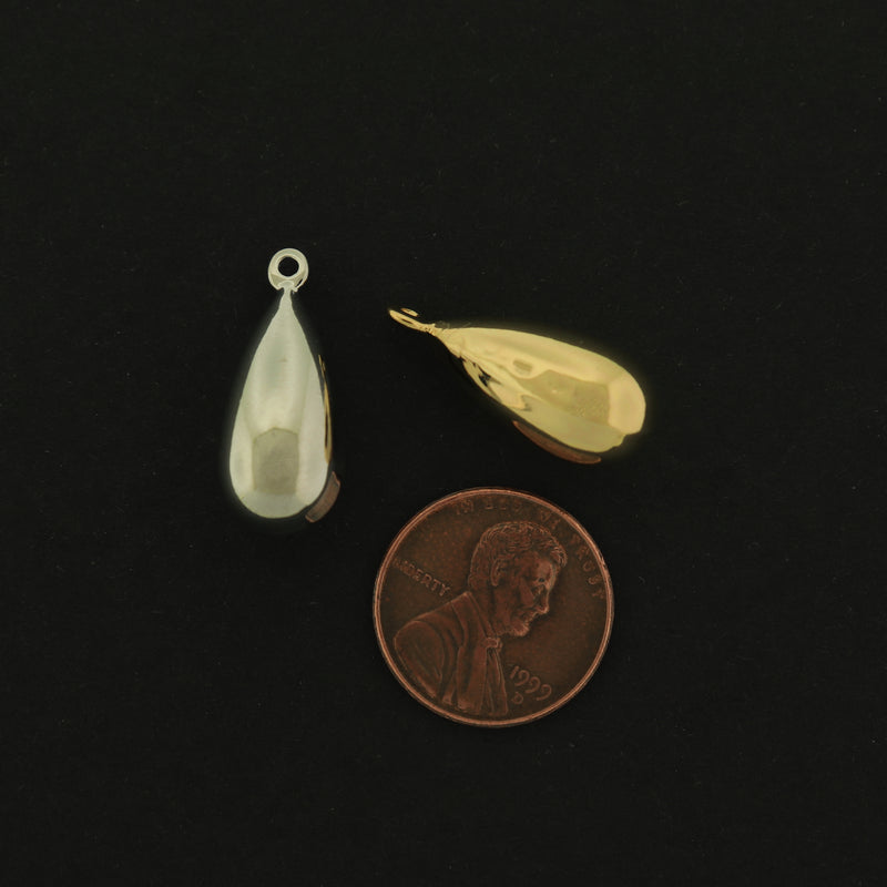 14k Gold Drop Charm - Silver or Gold - 14k Gold Plated