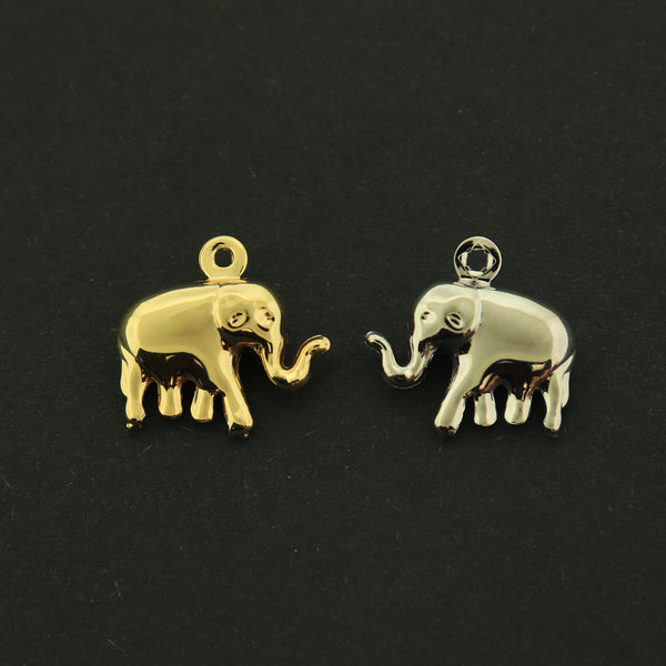 14k Elephant Charm - 4 Charms - 14k Gold Plated - Choose Gold or Silver