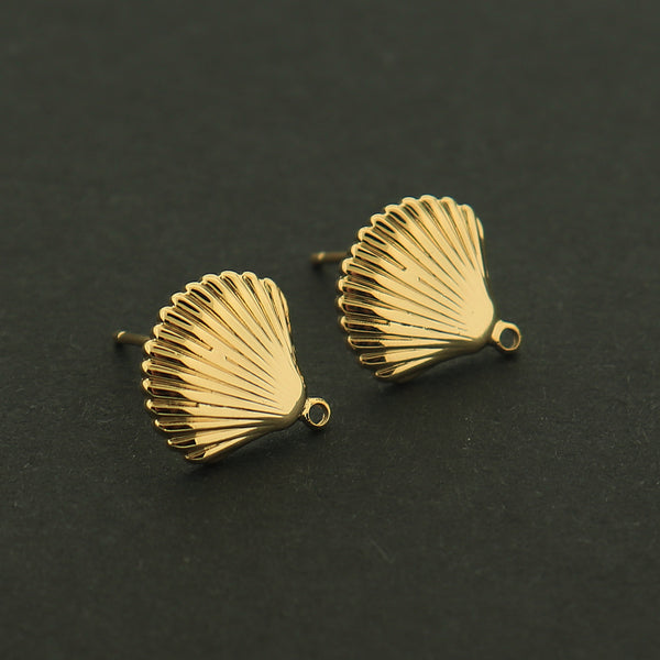 18k Shell Earrings - Silver or Gold - 18k Gold Plated Copper