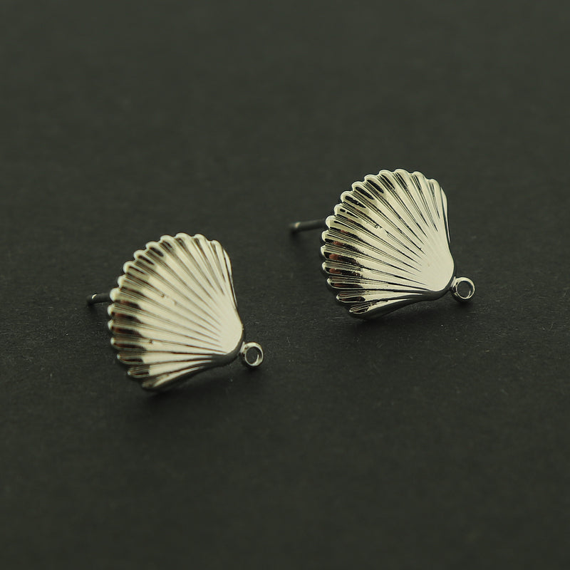 18k Shell Earrings - Silver or Gold - 18k Gold Plated Copper