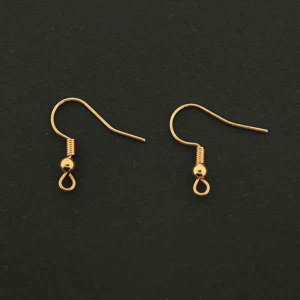 18k Earrings Hooks - 5 Pairs French Earring Hooks - 18k Gold Filled Copper - GLD424