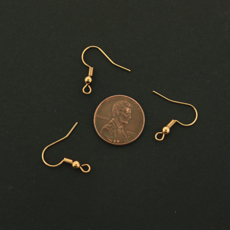 18k Earrings Hooks - 5 Pairs French Earring Hooks - 18k Gold Filled Copper - GLD424