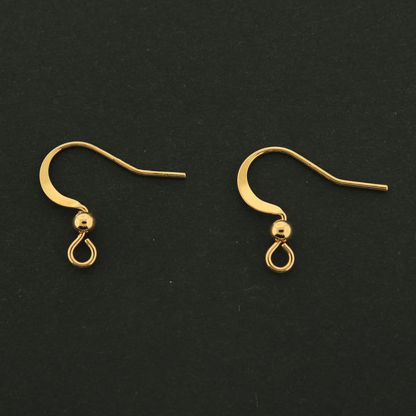 18k Earrings Hooks - 5 Pairs French Earring Hooks - 18k Gold Filled Copper - GLD425
