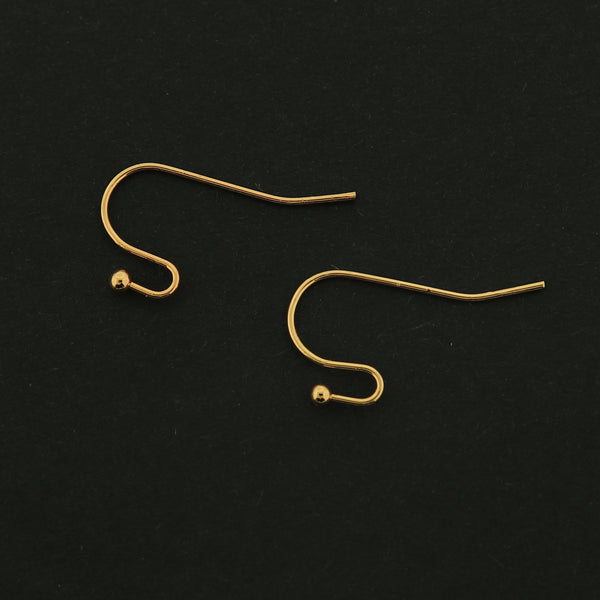 18k Earrings Hooks - 5 Pairs French Earring Hooks - 18k Gold Filled Copper - GLD426