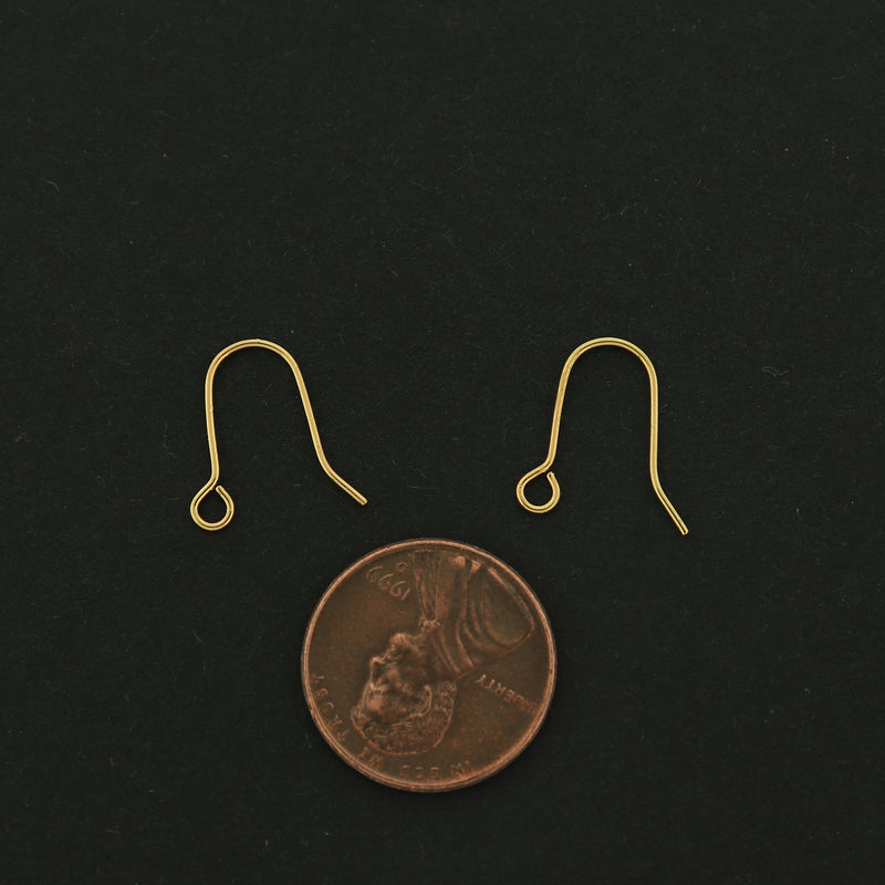 18k Earrings Hooks - 5 Pairs Kidney Earring Hooks - 14k Gold Filled Copper - GLD427
