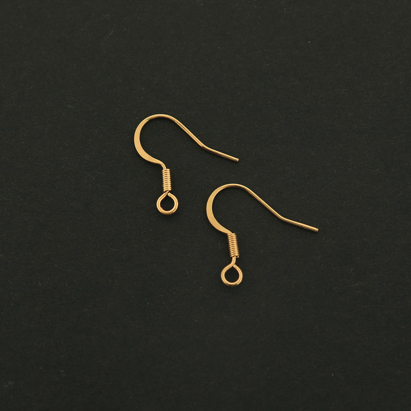 18k Earrings Hooks - 5 Pairs French Earring Hooks - 18k Gold Filled Copper - GLD428