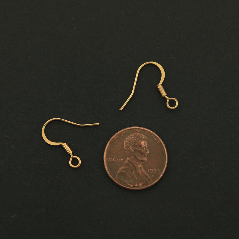 18k Earrings Hooks - 5 Pairs French Earring Hooks - 18k Gold Filled Copper - GLD428