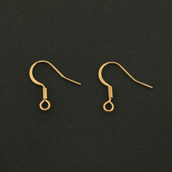 18k Earrings Hooks - 5 Pairs French Earring Hooks - 18k Gold Filled Copper - GLD428