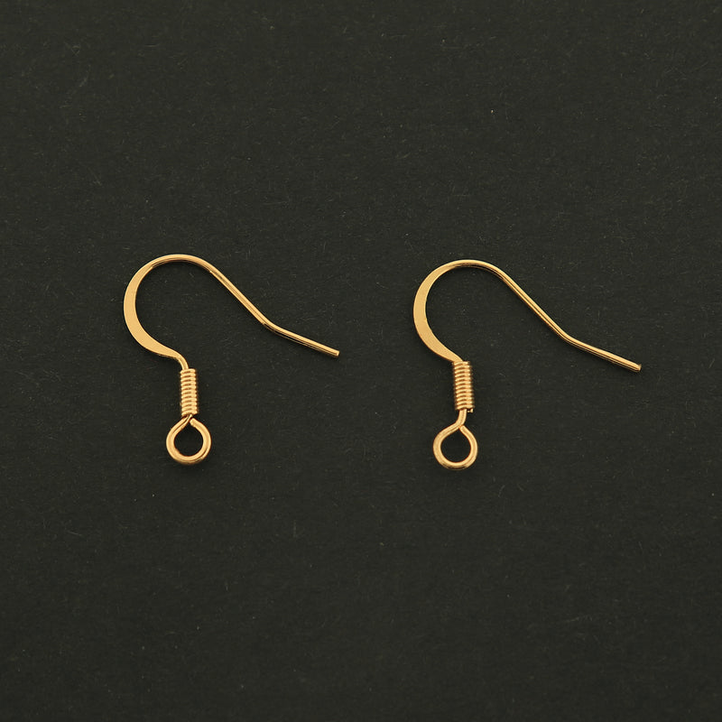 18k Earrings Hooks - 5 Pairs French Earring Hooks - 18k Gold Filled Copper - GLD428