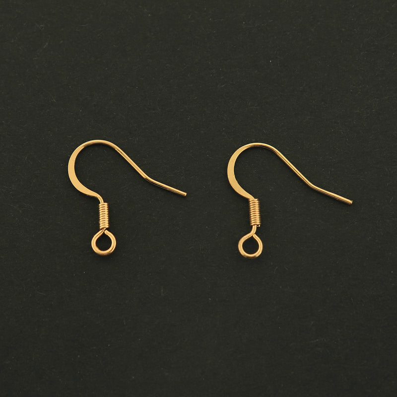 18k Earrings Hooks - 5 Pairs French Earring Hooks - 18k Gold Filled Copper - GLD428