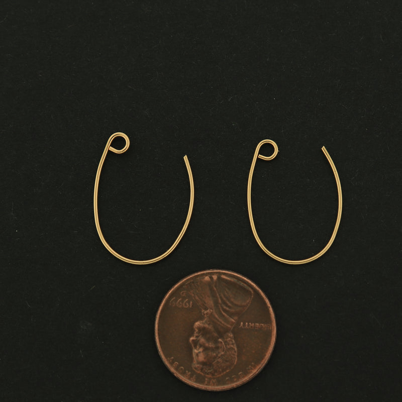 18k Earrings Hooks - 5 Pairs Kidney Earring Hooks - 18k Gold Filled Copper - GLD430