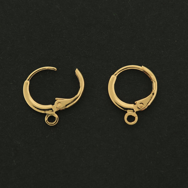 18k Earrings - 5 Pairs Leverback Earrings - 18k Gold Filled Copper - GLD432