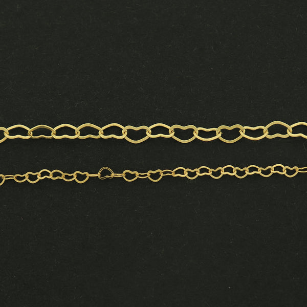 14k Heart Chain - Per Meter - 14k Gold Filled - Choose Your Size