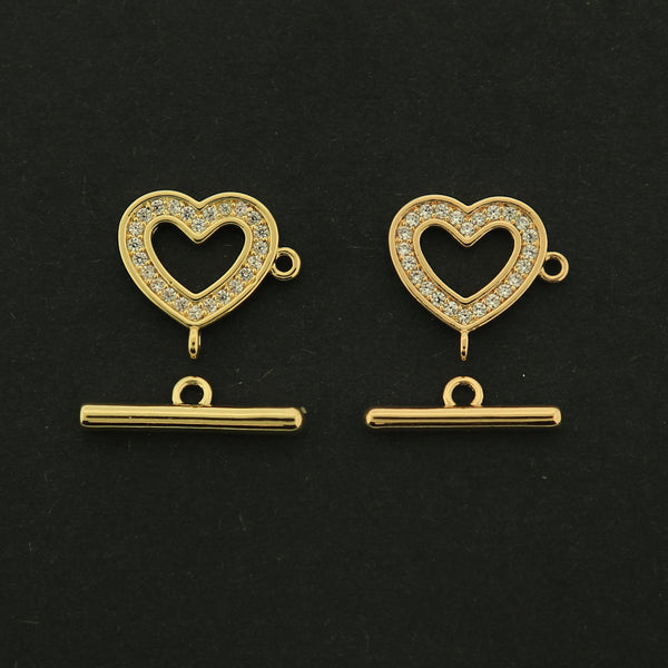 Gold Heart Clasp - Choose Your Finish - 14k or 18k Gold Filled