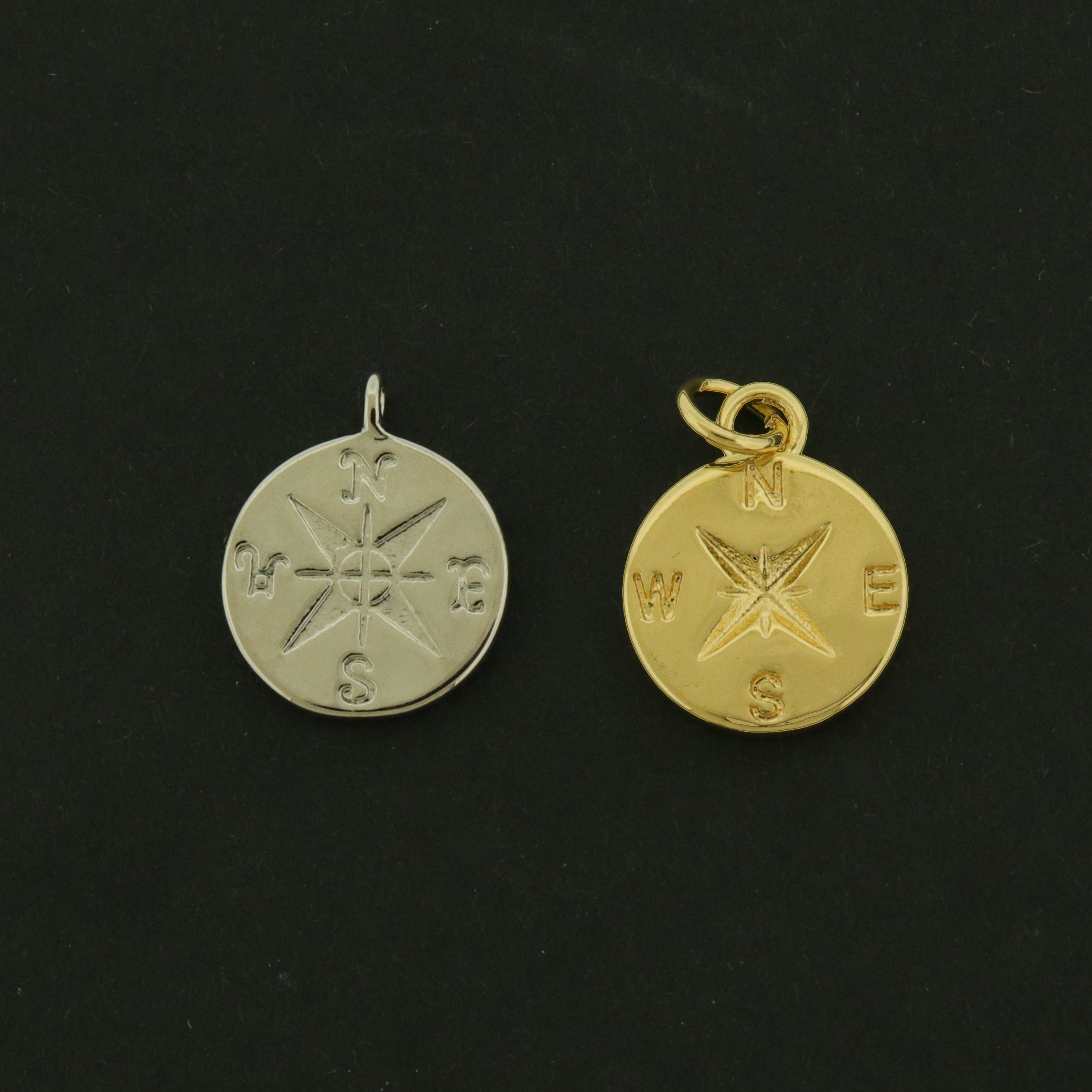 18k Compass Charm - Travel Pendant - 18k Gold Plated - Choose Gold or White Gold Plated!