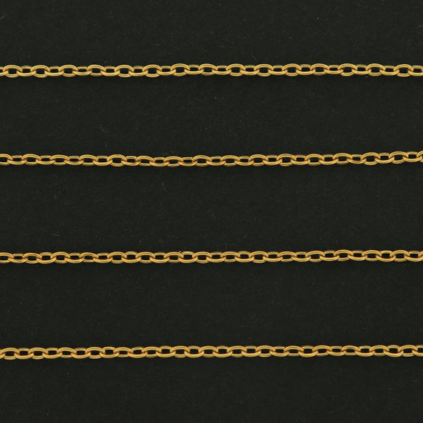 18k Gold Cable Chain - Dainty 0.5mm - 1 Foot - 18k Plated Stainless Steel - GLD005