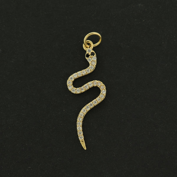 14k Snake Charm - Reptile Pendant - 14k Gold Plated - GLD605