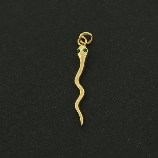14k Snake Charm - Reptile Pendant - 14k Gold Plated - GLD606