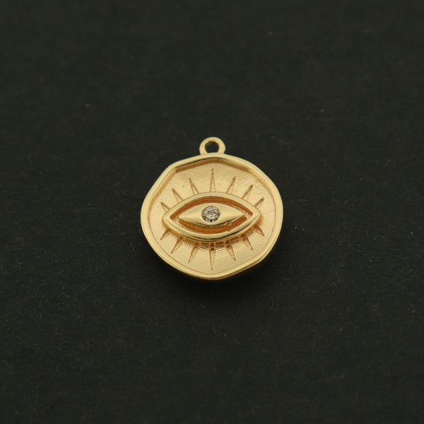14k Evil Eye Charm - Spiritual Pendant - 14k Gold Plated - GLD618