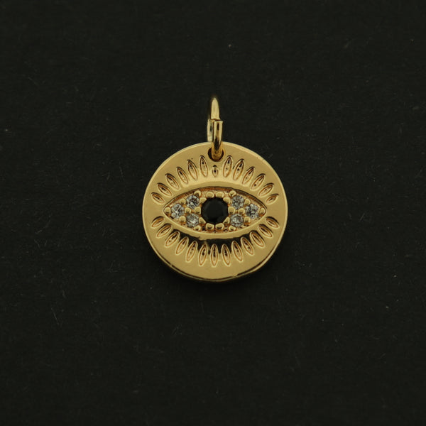14k Evil Eye Charm - Spiritual Pendant - 14k Gold Plated - GLD619