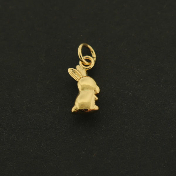 14k Bunny Charm - Small and Dainty - 14k Plated Brass - GLD620