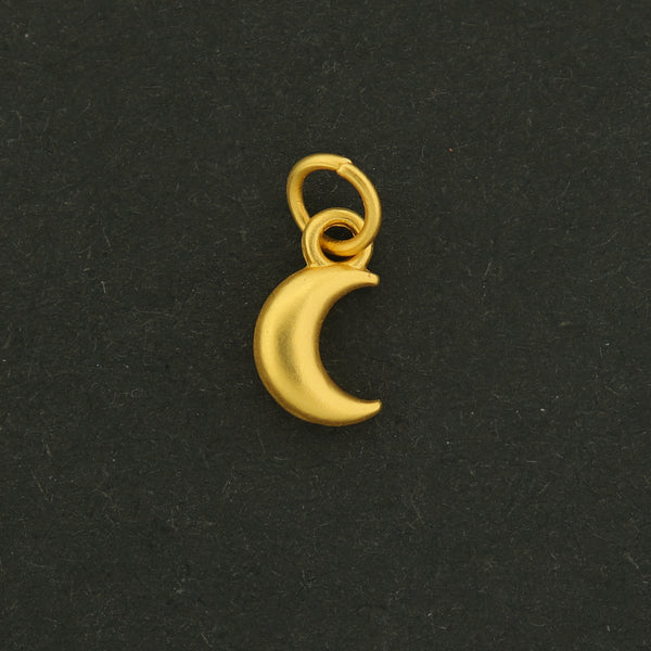 18k Moon Charm - 2 Charms - Matte Crescent Moon Pendant - 18k Gold Filled - GLD623