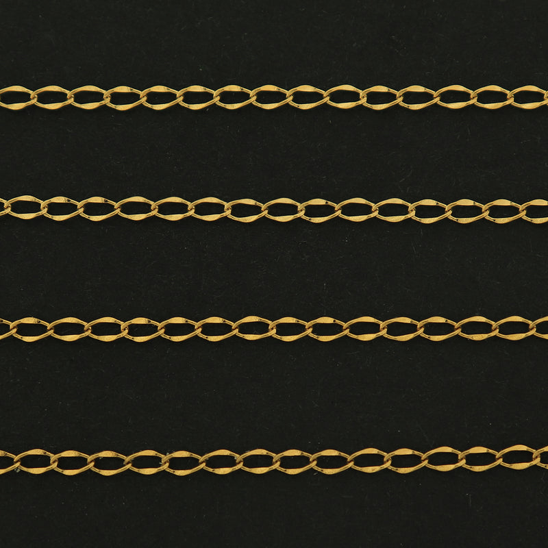 18k Gold Paperclip Chain - Per Foot - 18k Plated Stainless Steel - GLD006