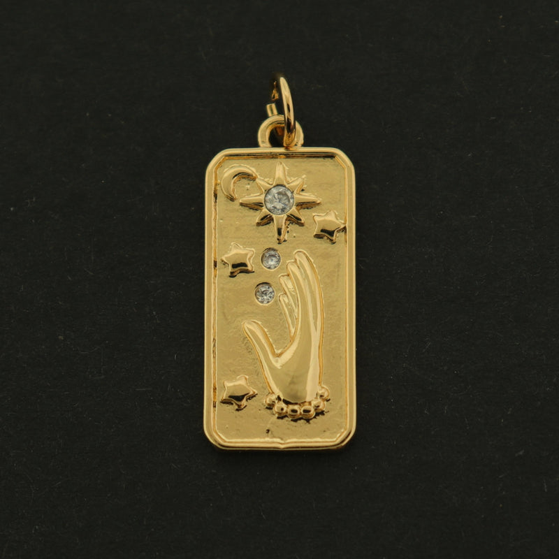 14k Hand Charm - Celestial Pendant - 14k Gold Plated - GLD632