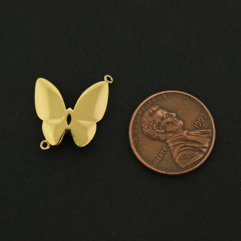 14k Butterfly Connector - Butterfly Pendant - 14k Gold Plated - GLD633