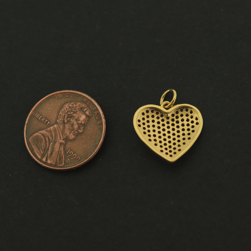 14k Heart Charm - Pink Heart Pendant - 14k Gold Plated - GLD635