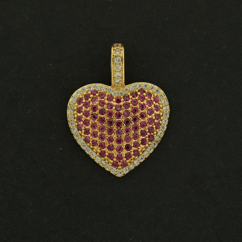 14k Heart Charm - Rhinestone Heart Pendant - 14k Gold Plated - GLD636