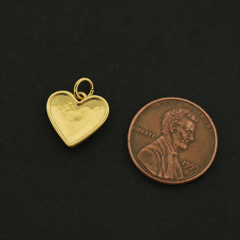 14k Heart Charm - Pink Heart Pendant - 14k Gold Plated - GLD640