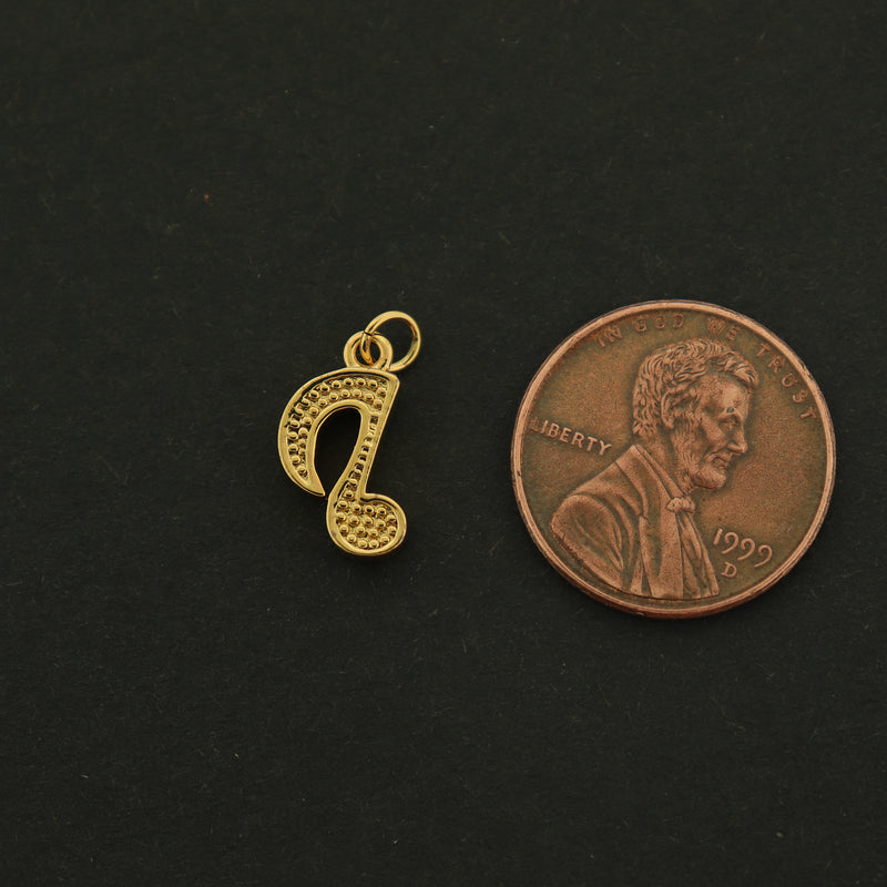14k Music Charm - Music Note Pendant - 14k Gold Plated - GLD653