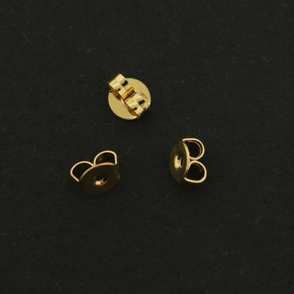 14k Earring Backs - 20 Pairs - Butterfly Style - 14k Gold Plated Brass - GLD656