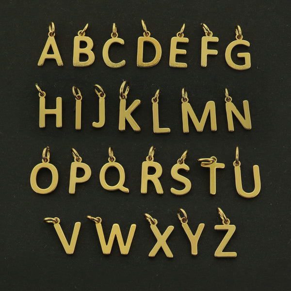 14k Gold Letter Charm - Alphabet Pendant - 14k Gold Plated - Choose Your Letter