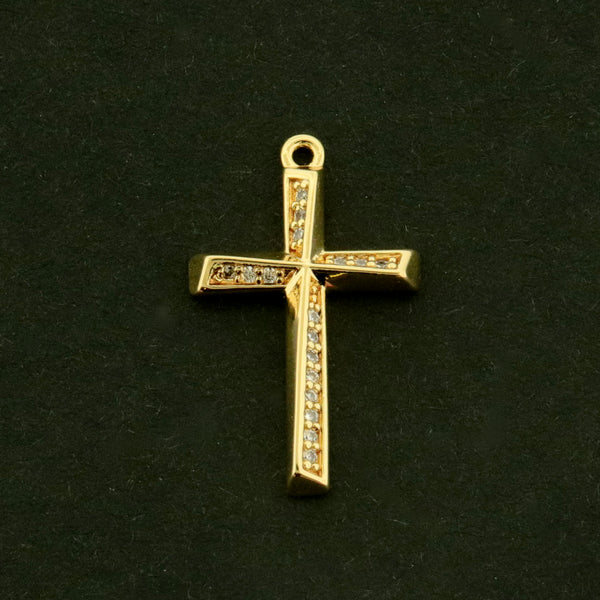 18k Cross Charms - Religious Pendant - 18k Gold Plated - GLD975