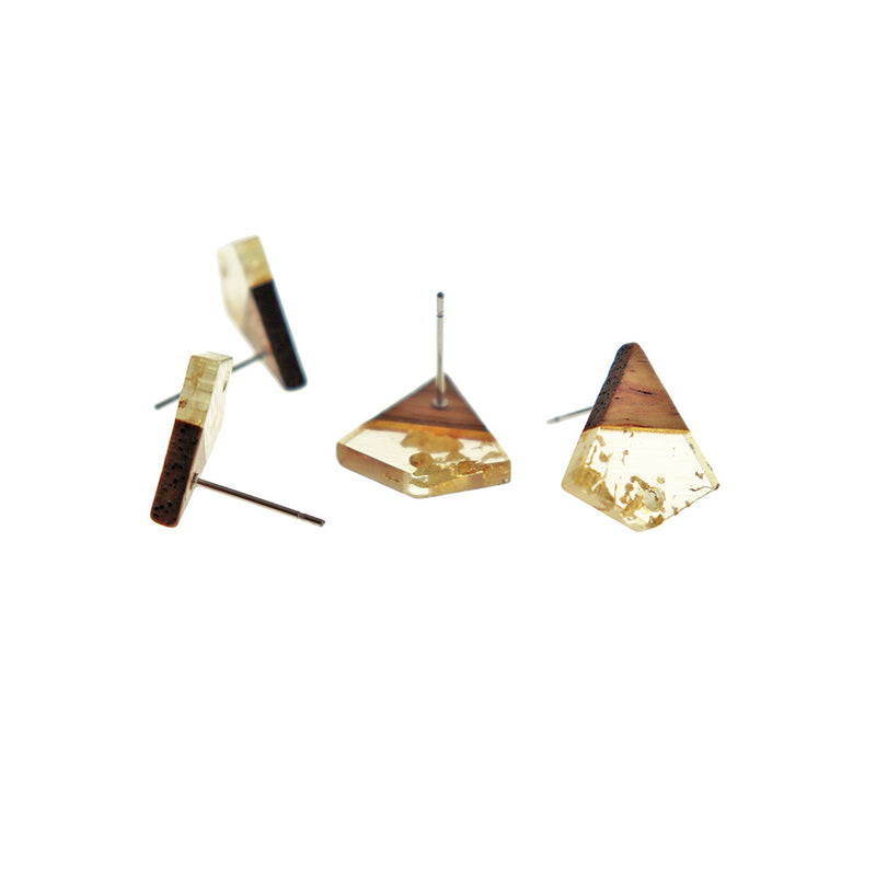 Wood Stainless Steel Earrings - 1 Pair - Kite Style - 16 Colors Available!