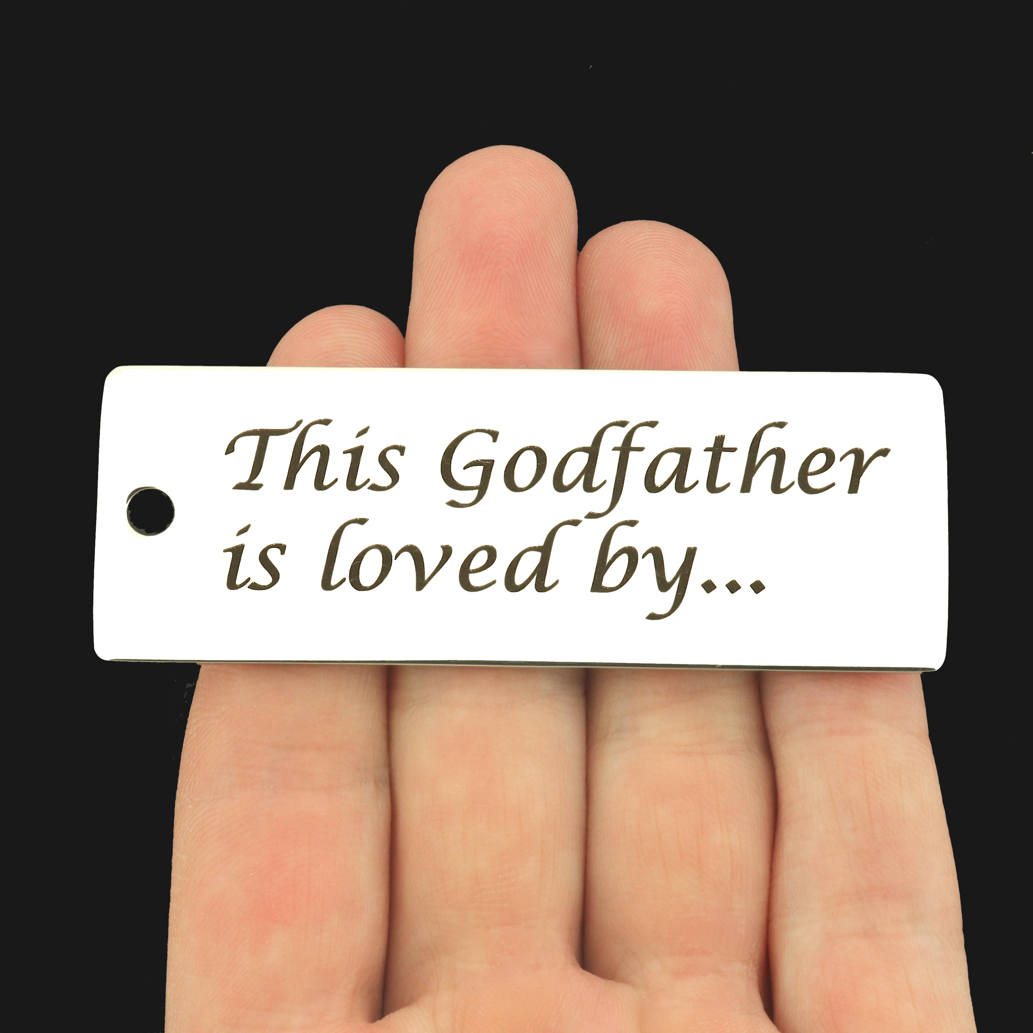 Godfather Stainless Steel Key Chain Tag Charm - This Godfather is Loved By - BFS033S-8254